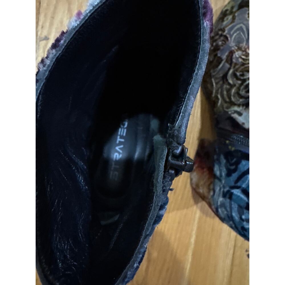 STRATEGIA Velvet Brocade Patchwork Boho Festival Ankle Boots Whimsygoth 39.5 - Picture 7 of 10